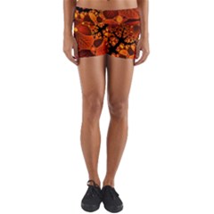 Leaf Autumn Nature Background Yoga Shorts by Wegoenart