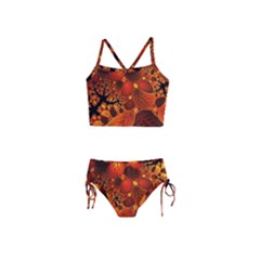 Leaf Autumn Nature Background Girls  Tankini Swimsuit by Wegoenart