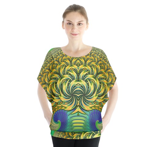 Fractal Tree Abstract Fractal Art Batwing Chiffon Blouse by Wegoenart