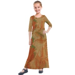 Mottle Color Movement Colorful Kids  Quarter Sleeve Maxi Dress by Wegoenart