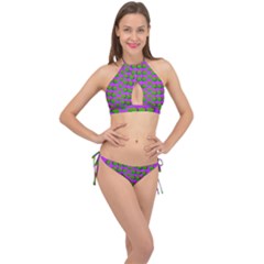 The Happy Eyes Of Freedom In Polka Dot Cartoon Pop Art Cross Front Halter Bikini Set by pepitasart