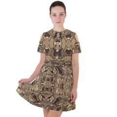 Abstract #8   I   Antiqued 6000 Short Sleeve Shoulder Cut Out Dress 