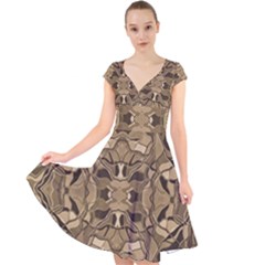 Abstract #8   Ii   Antiqued 6000 Cap Sleeve Front Wrap Midi Dress