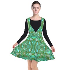 Abstract #8   Aqua Jungle 6000 Plunge Pinafore Dress