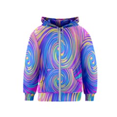 Cool Abstract Pink Blue And Yellow Twirl Liquid Art Kids  Zipper Hoodie by myrubiogarden