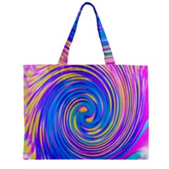 Cool Abstract Pink Blue And Yellow Twirl Liquid Art Zipper Mini Tote Bag by myrubiogarden