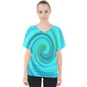 Groovy Cool Abstract Aqua Liquid Art Swirl Painting V-Neck Dolman Drape Top View1