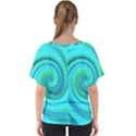 Groovy Cool Abstract Aqua Liquid Art Swirl Painting V-Neck Dolman Drape Top View2