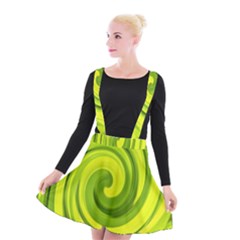 Groovy Abstract Green Liquid Art Swirl Painting Suspender Skater Skirt by myrubiogarden