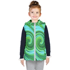 Groovy Abstract Turquoise Liquid Swirl Painting Kids  Hooded Puffer Vest by myrubiogarden