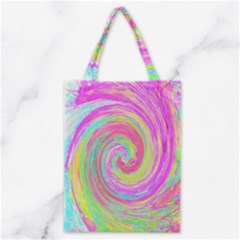 Groovy Abstract Pink And Blue Liquid Swirl Painting Classic Tote Bag by myrubiogarden