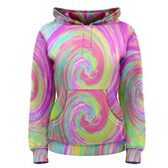 Groovy Abstract Pink And Blue Liquid Swirl Painting Women s Pullover Hoodie by myrubiogarden