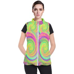 Groovy Abstract Purple And Yellow Liquid Swirl Women s Puffer Vest by myrubiogarden