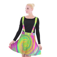 Groovy Abstract Purple And Yellow Liquid Swirl Suspender Skater Skirt by myrubiogarden