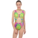 Groovy Abstract Purple And Yellow Liquid Swirl Center Cut Out Swimsuit View1