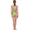 Groovy Abstract Purple And Yellow Liquid Swirl Center Cut Out Swimsuit View2