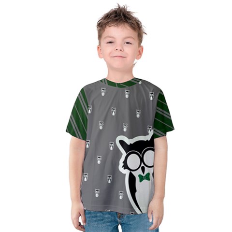 Green/gray Owl - Kids  Cotton Tee by TransfiguringAdoptionStore