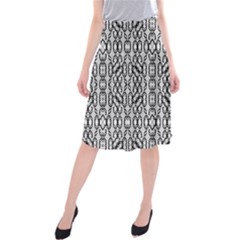 Black And White Intricate Modern Geometric Pattern Midi Beach Skirt by dflcprintsclothing