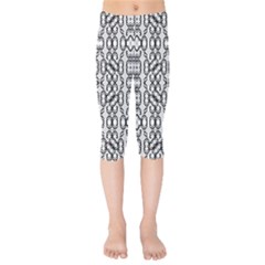 Black And White Intricate Modern Geometric Pattern Kids  Capri Leggings  by dflcprintsclothing