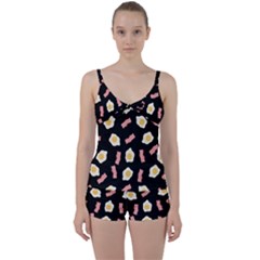 Bacon And Egg Pop Art Pattern Tie Front Two Piece Tankini by Valentinaart