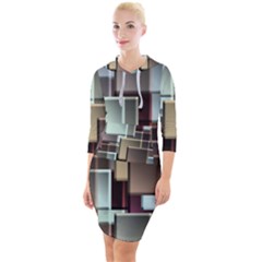 Texture Artwork Mural Murals Art Quarter Sleeve Hood Bodycon Dress