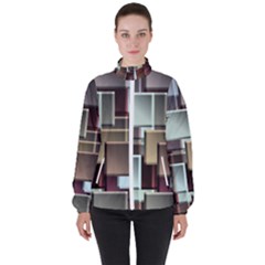 Texture Artwork Mural Murals Art High Neck Windbreaker (women)