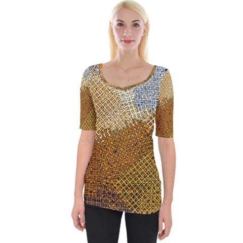 Color Colors Abstract Yellow Brown Wide Neckline Tee by Pakrebo