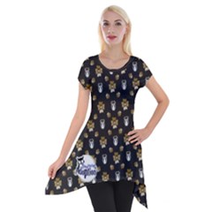 Yellow/black Owl Short Sleeve Side Drop Tunic by TransfiguringAdoptionStore