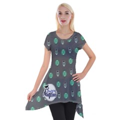 Green/gray Owl Short Sleeve Side Drop Tunic by TransfiguringAdoptionStore