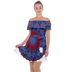 Mandala Pattern Round Ethnic Off Shoulder Velour Dress