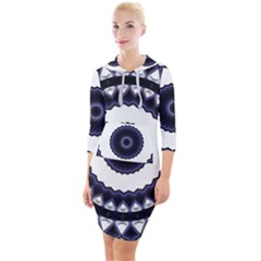 Design Mandala Pattern Circular Quarter Sleeve Hood Bodycon Dress