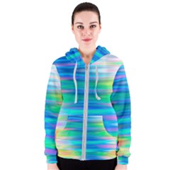 Wave Rainbow Bright Texture Women s Zipper Hoodie by Pakrebo