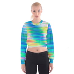 Wave Rainbow Bright Texture Cropped Sweatshirt by Pakrebo