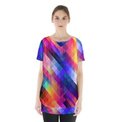 Abstract Background Colorful Pattern Skirt Hem Sports Top by Pakrebo