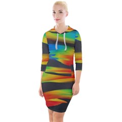 Colorful Background Quarter Sleeve Hood Bodycon Dress