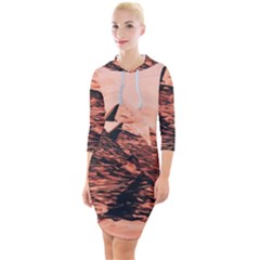 Pyramid Egypt Monumental Quarter Sleeve Hood Bodycon Dress