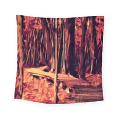 Forest Autumn Trees Trail Road Square Tapestry (small) by Pakrebo