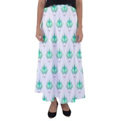 Plant Pattern Green Leaf Flora Flared Maxi Skirt by Pakrebo