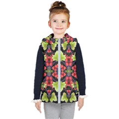 Pattern Berry Red Currant Plant Kids  Hooded Puffer Vest by Pakrebo