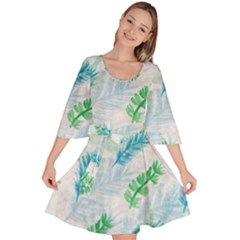 Pattern Feather Fir Colorful Color Velour Kimono Dress