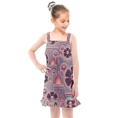 Background Floral Flower Stylised Kids  Overall Dress