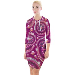 Abstract Background Floral Glossy Quarter Sleeve Hood Bodycon Dress