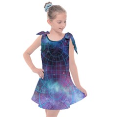 Network Earth Block Chain Globe Kids  Tie Up Tunic Dress