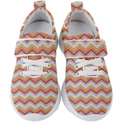 Background Chevron Pattern Design Kids  Velcro Strap Shoes by Pakrebo