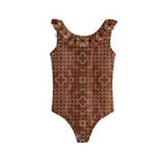 Mosaic Triangle Symmetry Kids  Frill Swimsuit by Pakrebo