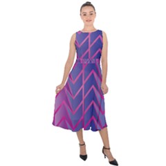 Geometric Background Abstract Midi Tie-back Chiffon Dress