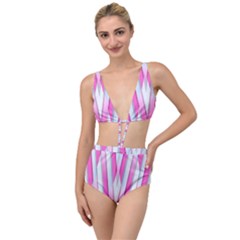 Geometric 3d Design Pattern Pink Tied Up Two Piece Swimsuit by Pakrebo