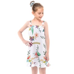 Floral Backdrop Pattern Flower Kids  Overall Dress