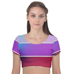 Pattern Banner Set Dot Abstract Velvet Short Sleeve Crop Top 