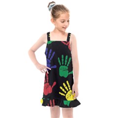 Handprints Hand Print Colourful Kids  Overall Dress